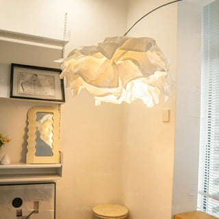 Contemporary White Paper Floral LED Floor Light Zawala Image - 2