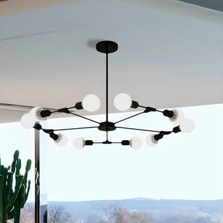 ZOWALA - Industrial Large Metallic Black Sputnik Chandelier Bedroom Image - 1