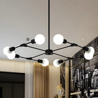 ZOWALA - Industrial Large Metallic Black Sputnik Chandelier Bedroom Image - 3