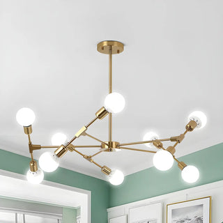 ZOWALA - Industrial Large Metallic Black Sputnik Chandelier Bedroom Image - 2