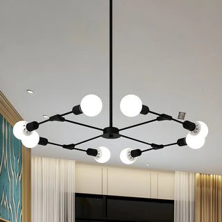 ZOWALA - Industrial Large Metallic Black Sputnik Chandelier Bedroom Image - 4