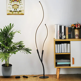 Black Dual Curved Light Bars Modern LED Floor Lamp Zawala Image - 1