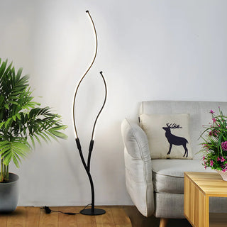 Black Dual Curved Light Bars Modern LED Floor Lamp Zawala Image - 2