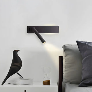 Modern Cylinder Metal Wall Reading Light Black Adjustable Zawala Image - 1