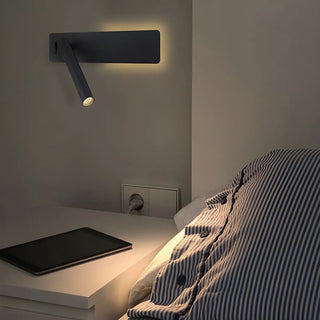 Modern Cylinder Metal Wall Reading Light Black Adjustable Zawala Image - 2