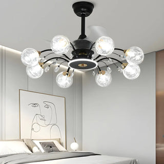 Modern Ball-Shade Chandelier Ceiling Fan with Light Zawala Image - 1