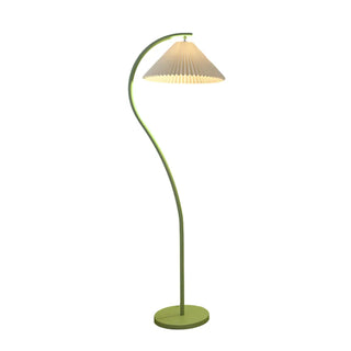 ZOWALA - Contemporary Pleated Shade Green Curved Floor Lamp Image - 3