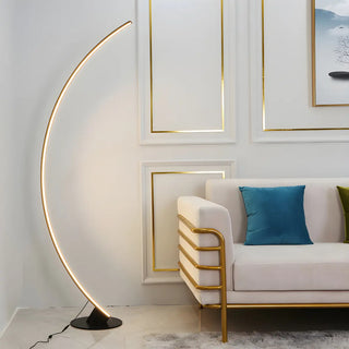 Black Modern Curved Metal Living Room Floor Lamp Zawala Image - 1