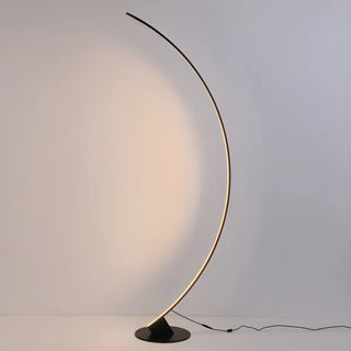 Black Modern Curved Metal Living Room Floor Lamp Zawala Image - 12