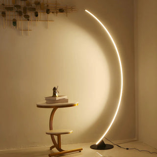 Black Modern Curved Metal Living Room Floor Lamp Zawala Image - 13