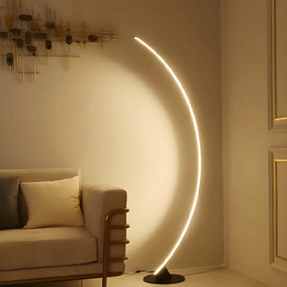 Black Modern Curved Metal Living Room Floor Lamp Zawala Image - 14