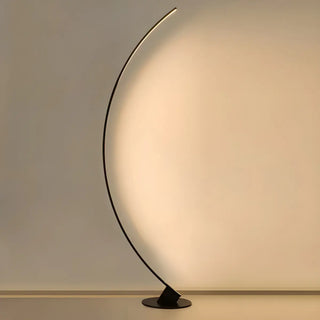 Black Modern Curved Metal Living Room Floor Lamp Zawala Image - 15