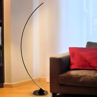 Black Modern Curved Metal Living Room Floor Lamp Zawala Image - 2