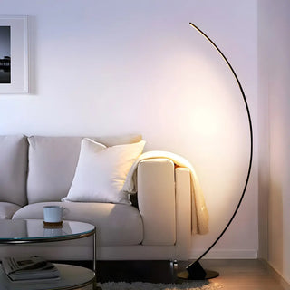 Black Modern Curved Metal Living Room Floor Lamp Zawala Image - 3