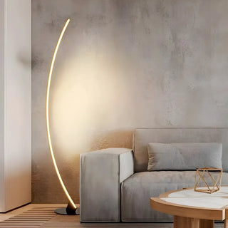 Black Modern Curved Metal Living Room Floor Lamp Zawala Image - 4