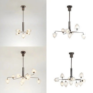ZOWALA - Modern Black Branch Faceted Glass Chandelier Image - 7