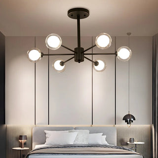 ZOWALA - Modern Black Large Metal Burst Bedroom Globe Chandelier Image - 1