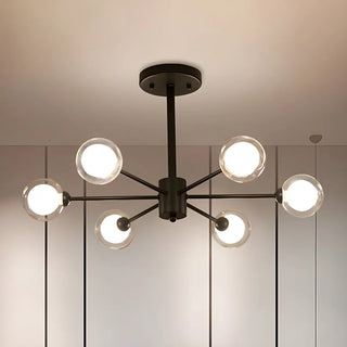 ZOWALA - Modern Black Large Metal Burst Bedroom Globe Chandelier Image - 3