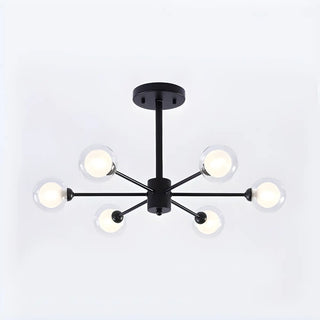 ZOWALA - Modern Black Large Metal Burst Bedroom Globe Chandelier Image - 4