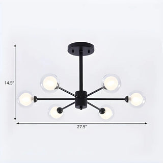 ZOWALA - Modern Black Large Metal Burst Bedroom Globe Chandelier #size