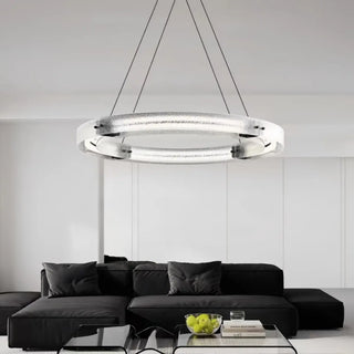 ZOWALA - Black Circle Frosted Glass LED Living Room Chandelier Image - 1