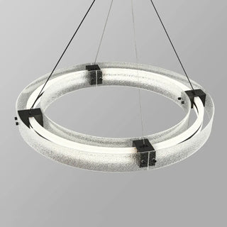 ZOWALA - Black Circle Frosted Glass LED Living Room Chandelier Image - 10