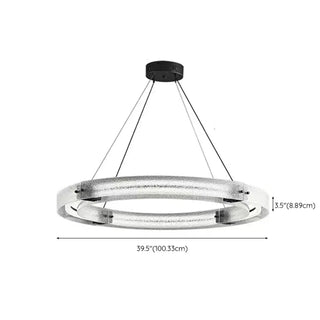 ZOWALA - Black Circle Frosted Glass LED Living Room Chandelier Image - 15