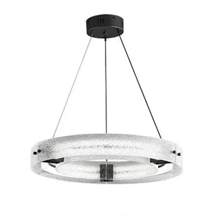 ZOWALA - Black Circle Frosted Glass LED Living Room Chandelier Image - 5