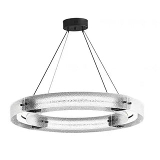 ZOWALA - Black Circle Frosted Glass LED Living Room Chandelier Image - 6