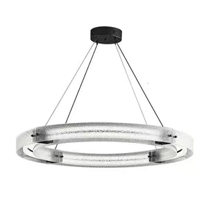 ZOWALA - Black Circle Frosted Glass LED Living Room Chandelier Image - 7