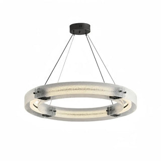 ZOWALA - Black Circle Frosted Glass LED Living Room Chandelier Image - 8