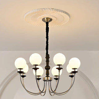 White Ball Black Curve Arm Up Living Room Chandelier Image - 11