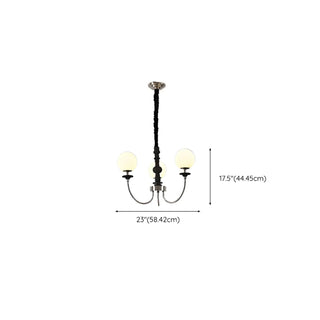 White Ball Black Curve Arm Up Living Room Chandelier #size