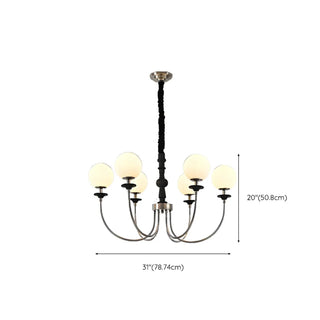 White Ball Black Curve Arm Up Living Room Chandelier Image - 14