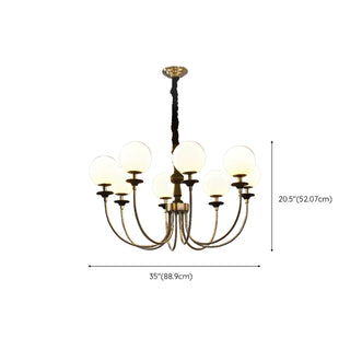 White Ball Black Curve Arm Up Living Room Chandelier Image - 15