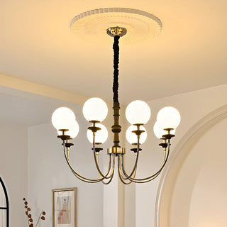 White Ball Black Curve Arm Up Living Room Chandelier Image - 2