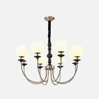 White Ball Black Curve Arm Up Living Room Chandelier Image - 6