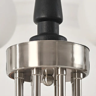 White Ball Black Curve Arm Up Living Room Chandelier Image - 8