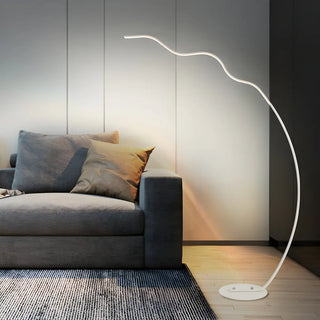 Black Bedside Modern Curved Metal LED Floor Lamp Zawala Image - 2
