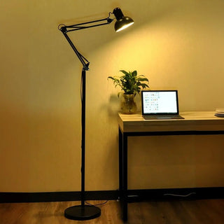 Black Dome Adjustable Task Swing Arm Floor Lamp Zawala Image - 3
