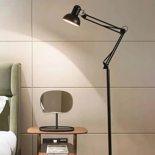 Black Dome Adjustable Task Swing Arm Floor Lamp Zawala Image - 4