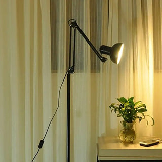 Black Dome Adjustable Task Swing Arm Floor Lamp Zawala Image - 5