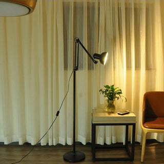 Black Dome Adjustable Task Swing Arm Floor Lamp Zawala Image - 6