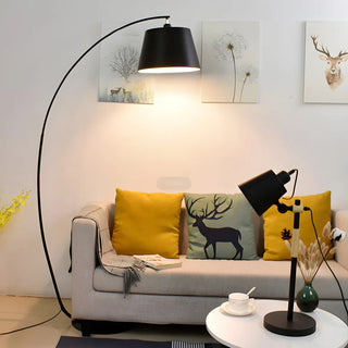 Sleek Yellow Drum Modern Arch Metal LED Floor Light Zawala Image - 1