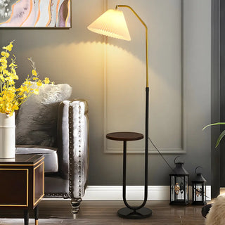 Multifunctional Bedside Cone Floor Lamp with Side Table Zawala Image - 3