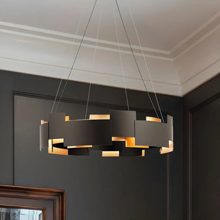 ZOWALA - Modern Black Iron Round Chandelier Image - 1