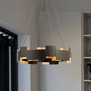 ZOWALA - Modern Black Iron Round Chandelier Image - 2
