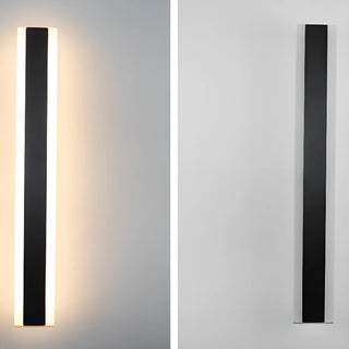 Modern Metal Long Strip Outdoor Wall Light Black Large Zawala Image - 10