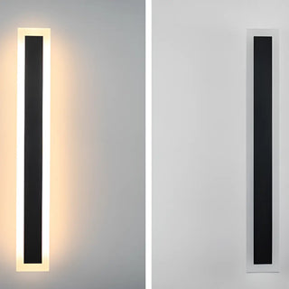 Modern Metal Long Strip Outdoor Wall Light Black Large Zawala Image - 11