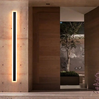 Modern Metal Long Strip Outdoor Wall Light Black Large Zawala Image - 3